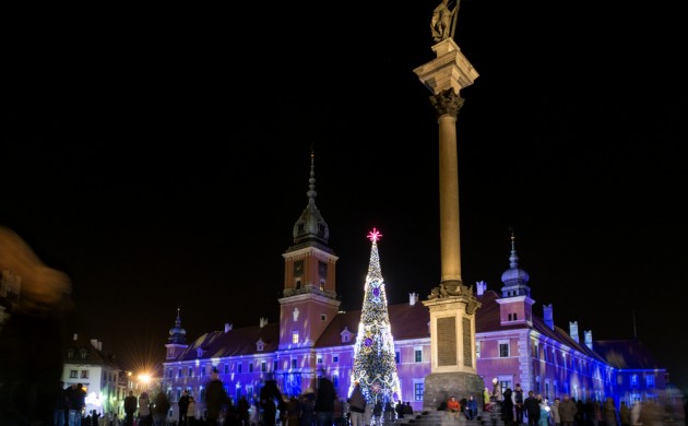 Royal Castle in Warsaw during Christmas time
